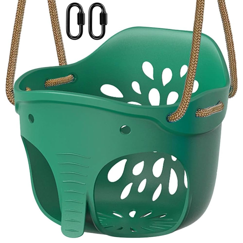 Dolibest Elephant bucket swing seat for toddlers offers a safe, roomy sitting area.
