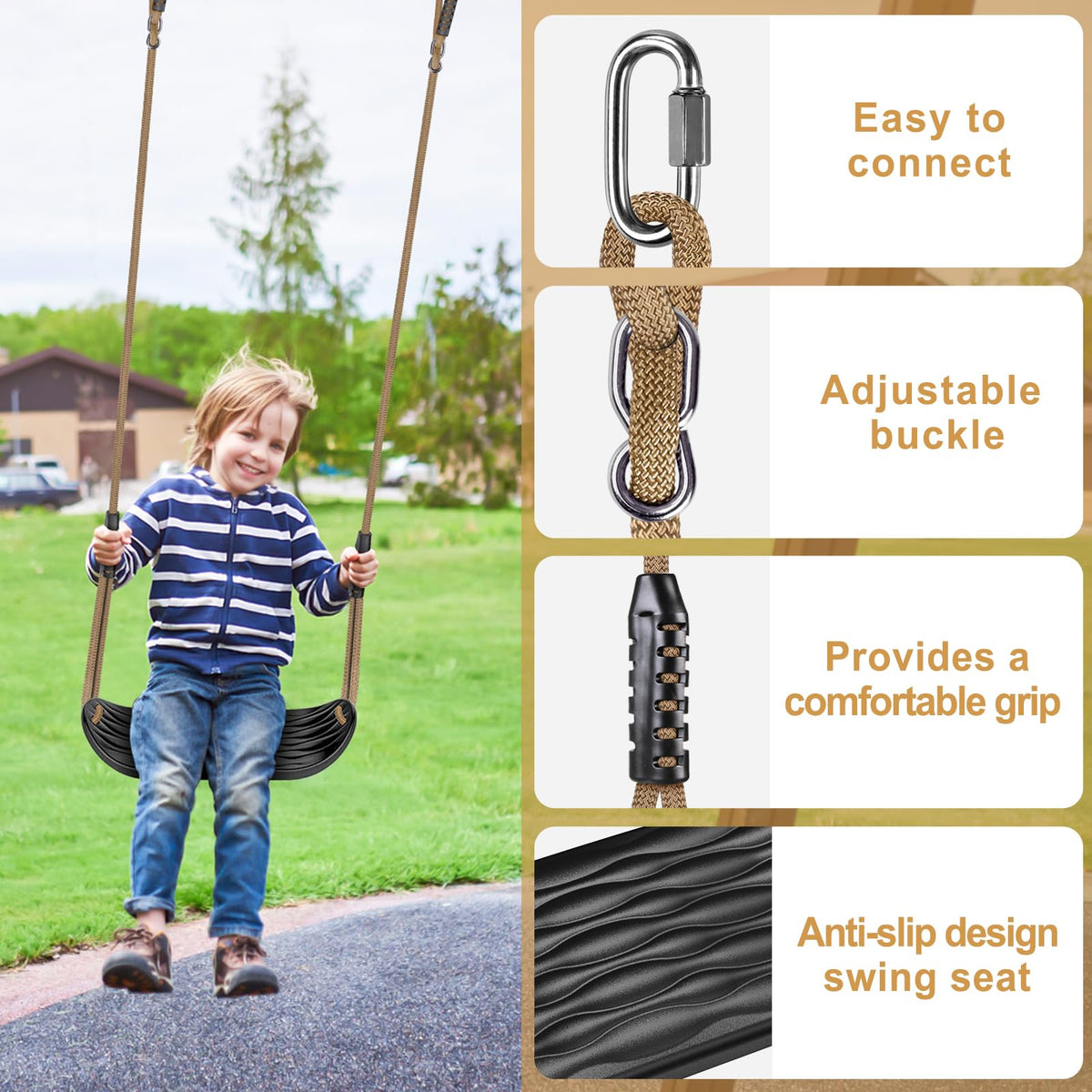 Dolibest U-shaped non-slip swing seat prevents slipping for safer play
