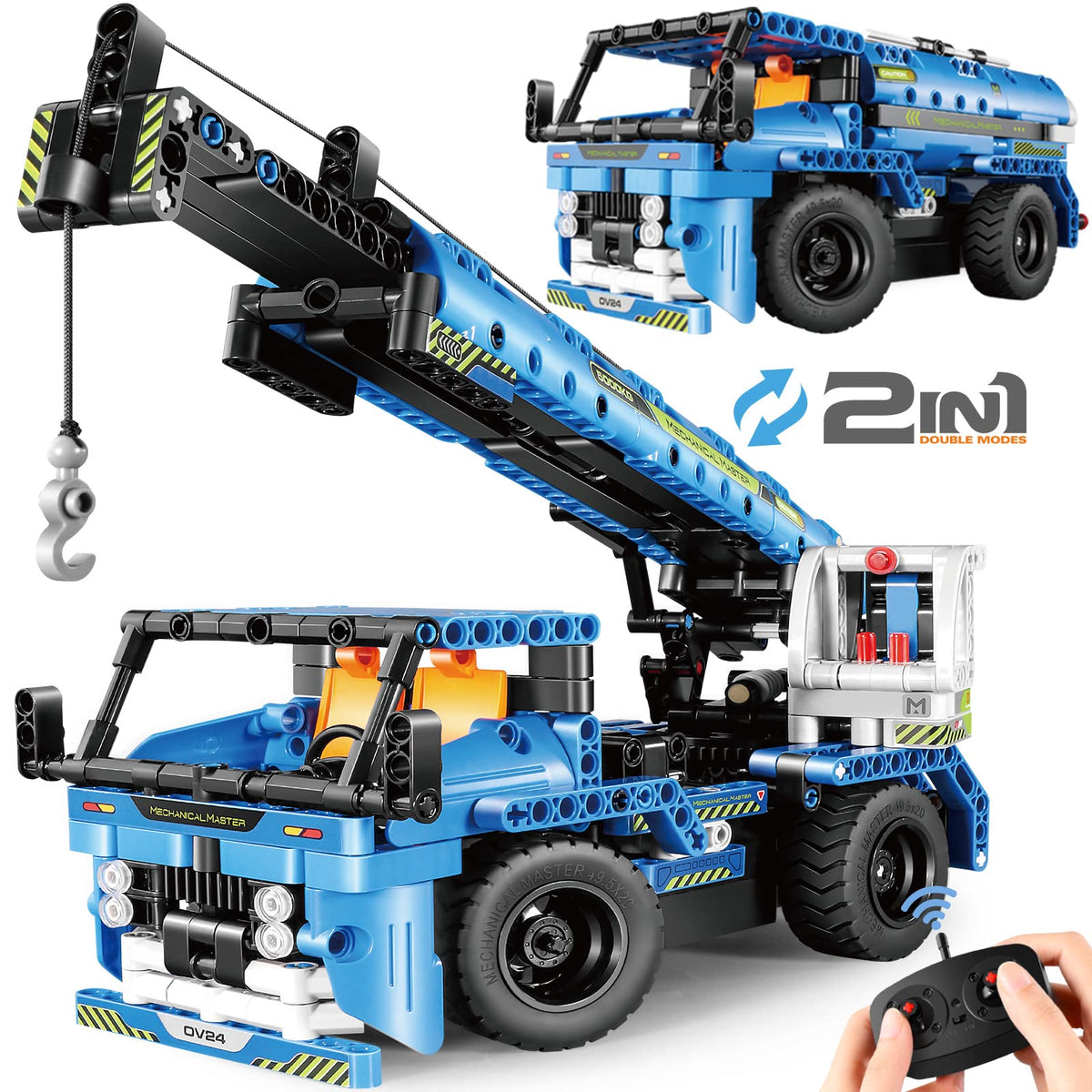 DOLIVE STEM RC Truck crane build image showing 2-in-1 design for imaginative play