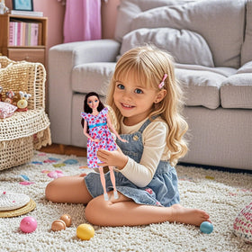 11.5-inch Dollbie dolls designed for comfortable handling and dressing by kids.