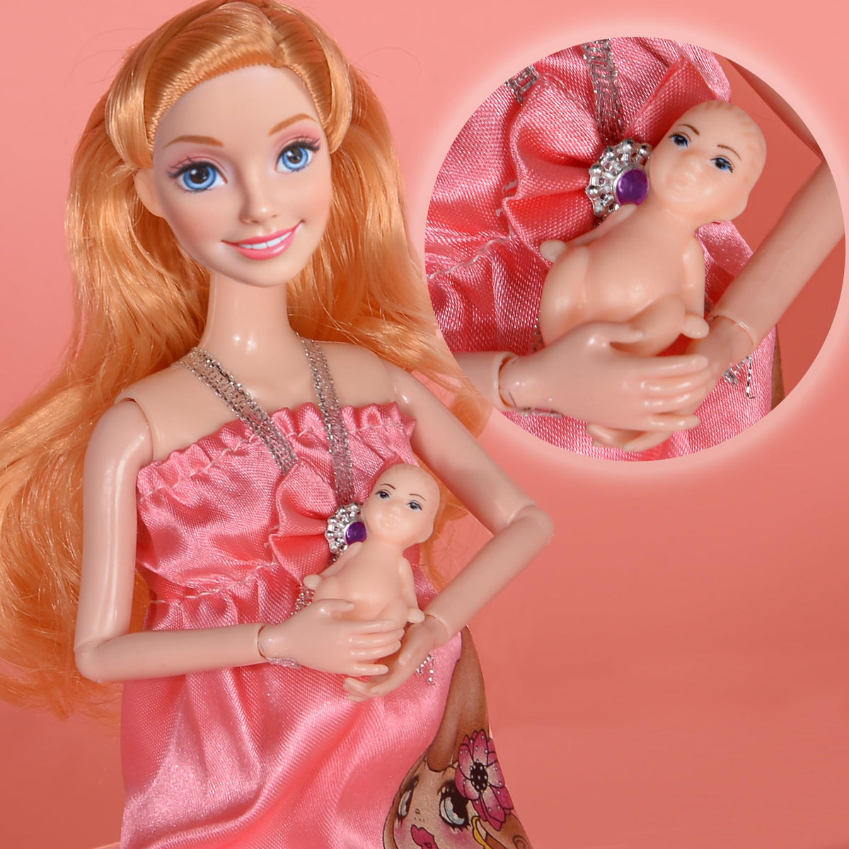 Dollbie dress-up action with colorful outfits to boost imaginative dressings.
