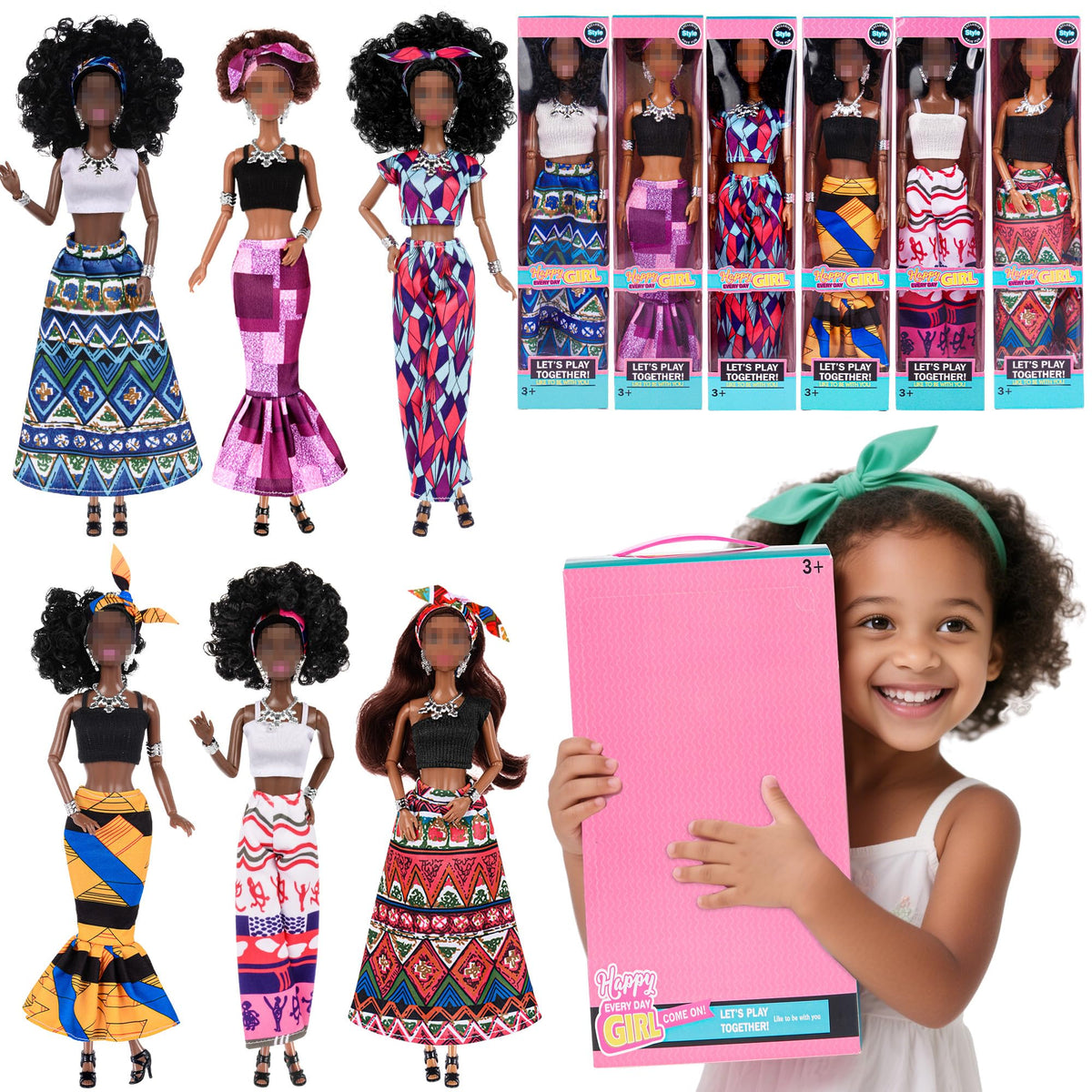 Dollbie eleven-point-five-inch posable dolls with articulated joints for dynamic posing