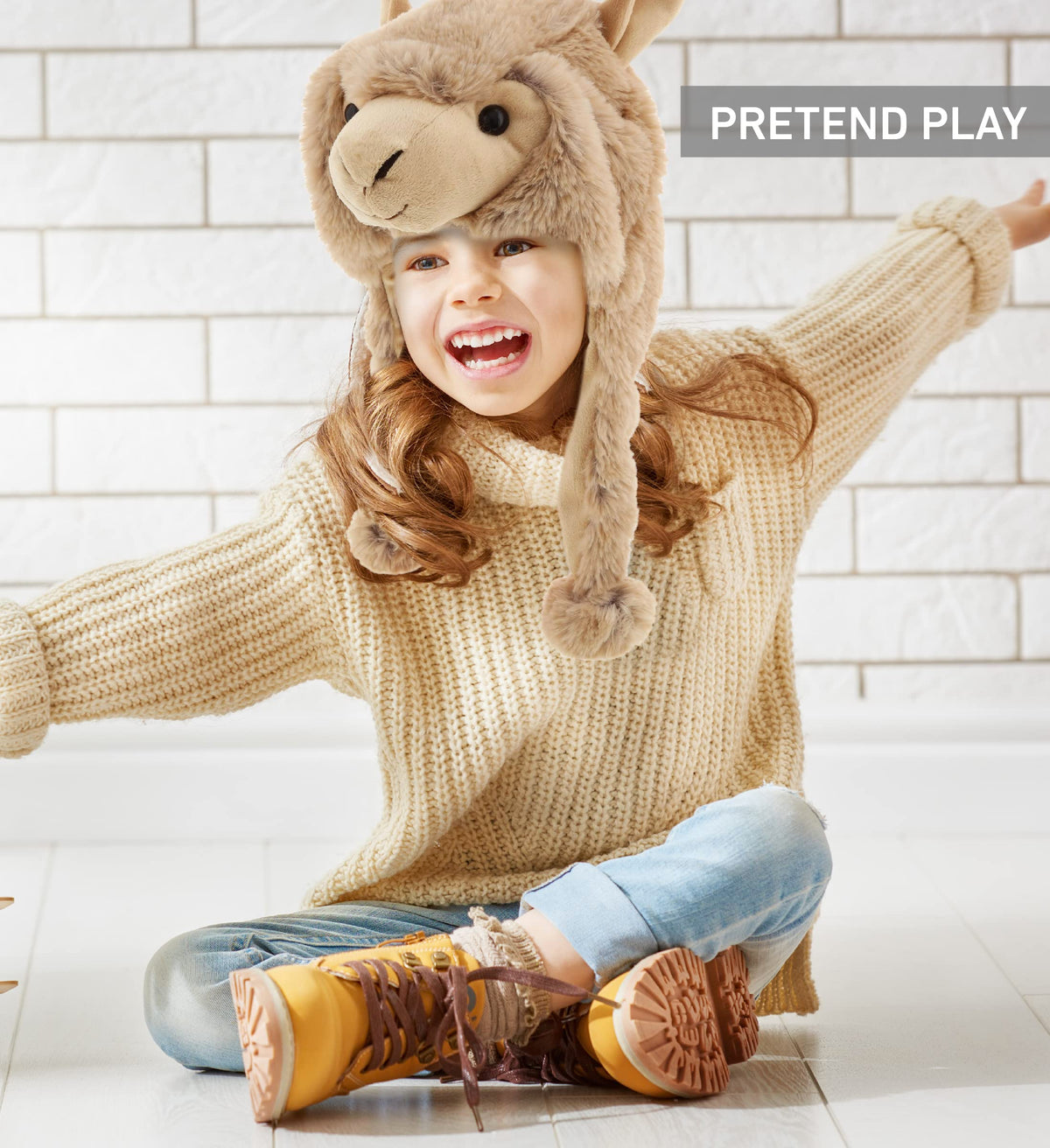 DolliBu Brown Llama Plush Hat detailed stitching, lasting wear