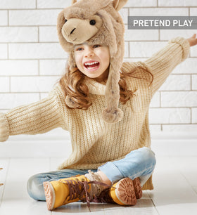 DolliBu Brown Llama Plush Hat detailed stitching, lasting wear