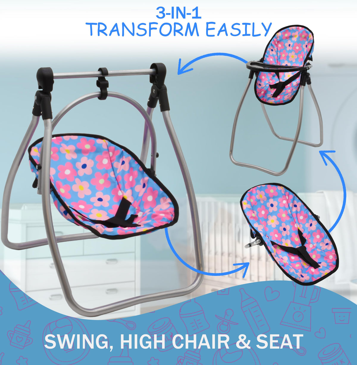 Dolls To Play baby doll bed swing cozy cradle for naptime role play