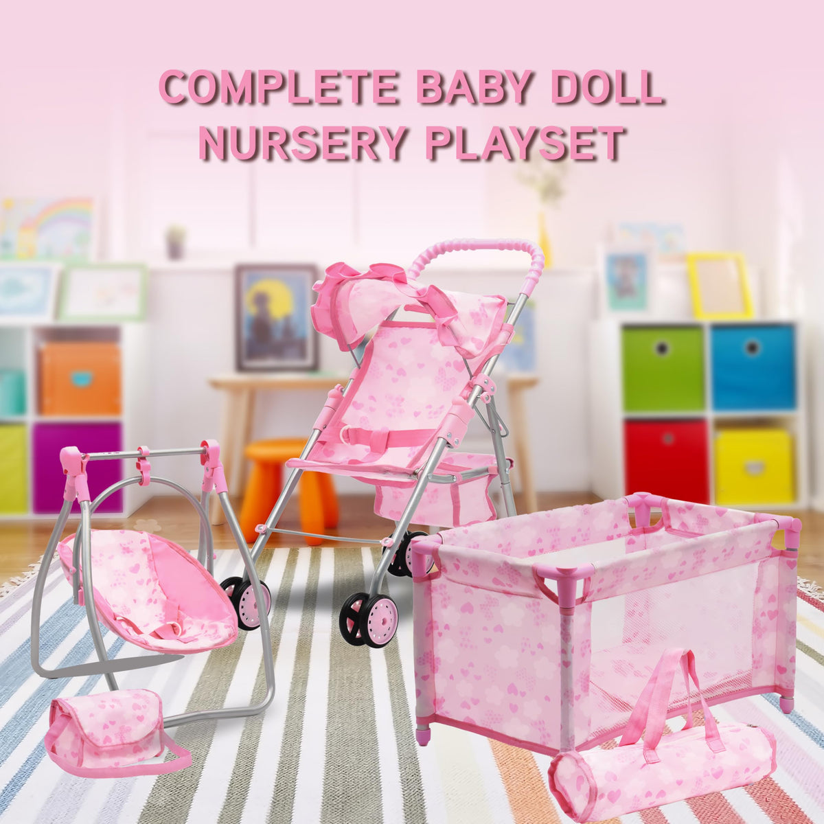 Dolls To Play diaper bag keeps essentials organized during outings.