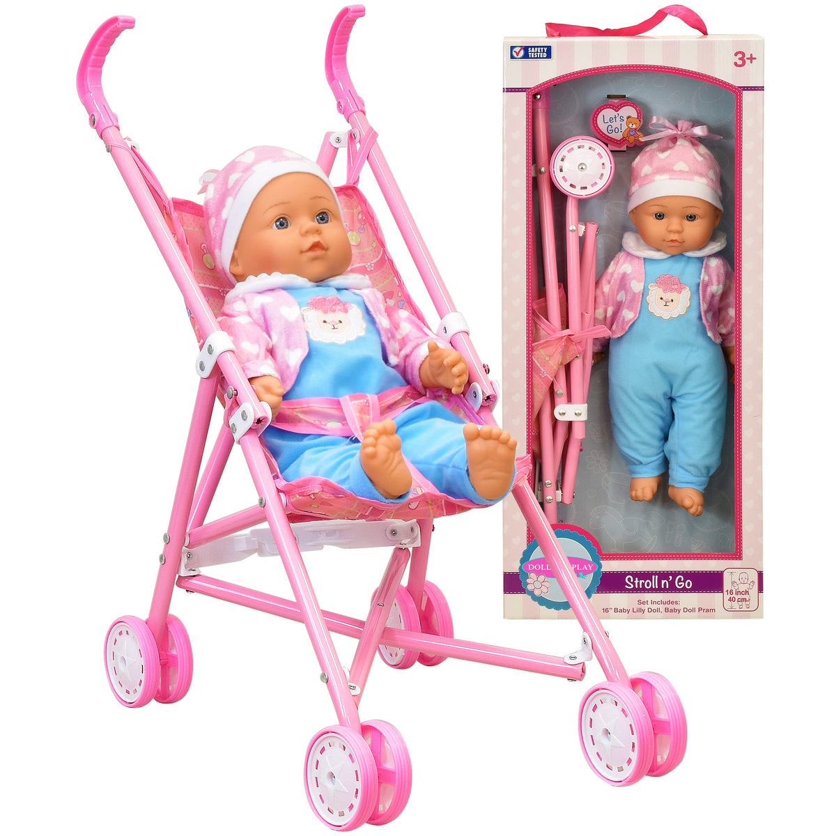 Dolls To Play first baby doll stroller closed for storage.