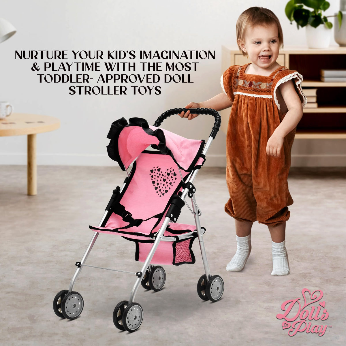 Dolls To Play Heart Design Diaper Bag stores essentials during outings