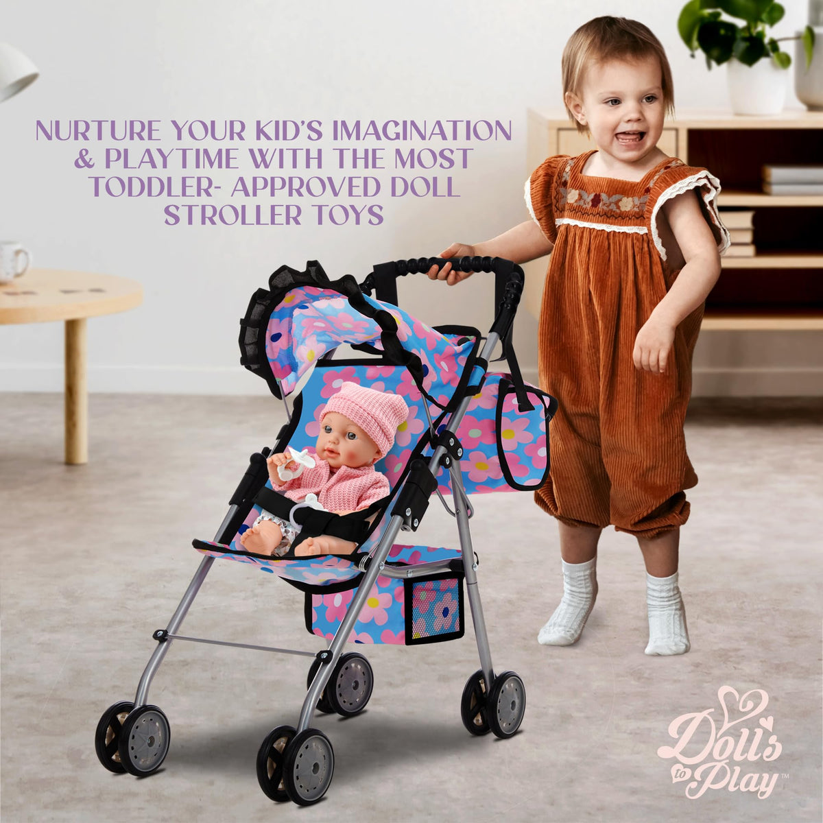 Dolls To Play Imaginative Play with Blue Stroller Encourages pretend caregiving