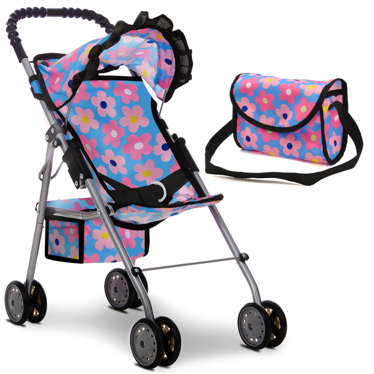 Dolls To Play My First Baby Doll Stroller Blue Foldable, compact storage between plays