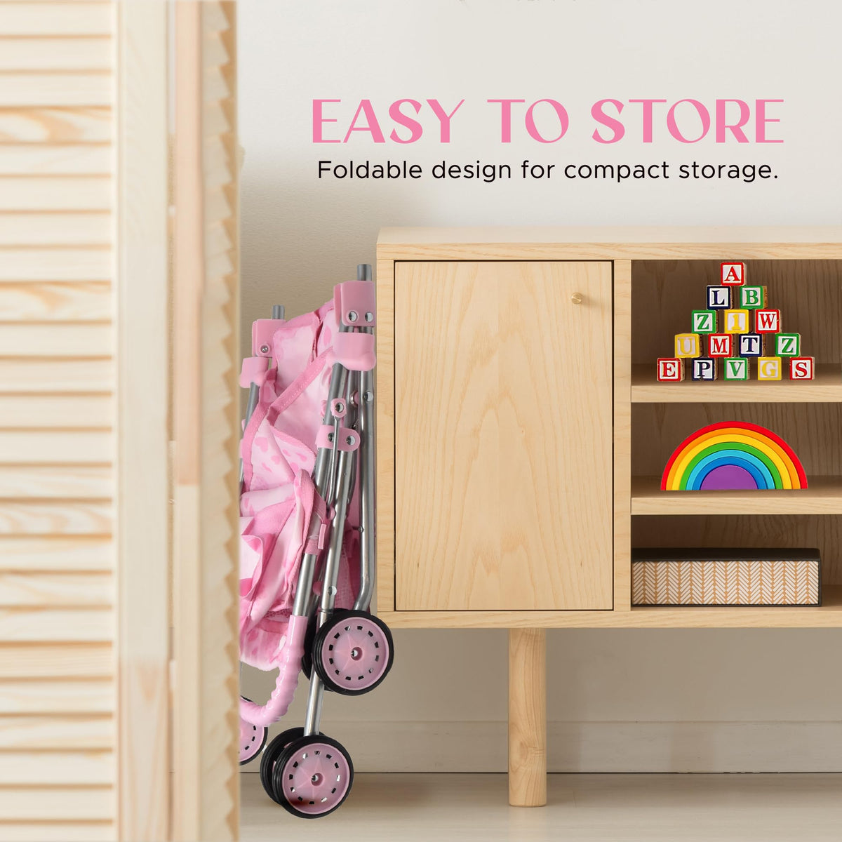 Dolls To Play detachable diaper bag complements the stroller for quick accessory packing