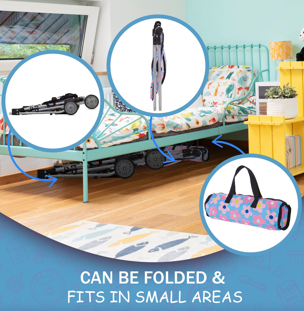 Dolls To Play floral pattern set boosts imaginative play with bright visuals