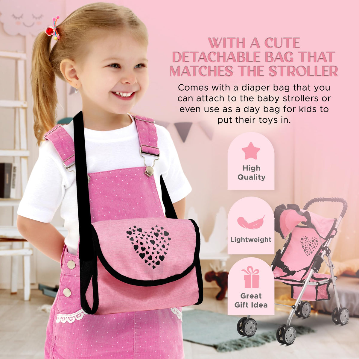 Dolls To Play Smooth Rolling Wheels enable easy indoor and outdoor pushing