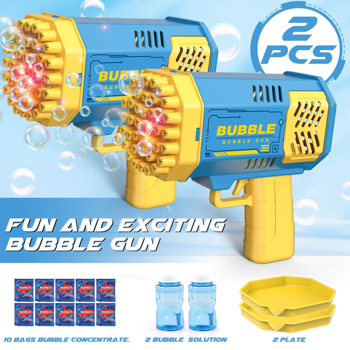 Dolanus bubble solution included for quick setup and continuous bubble fun