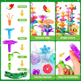 Bright colorful flowers and stems for Doloowee garden set stimulate creativity and learning