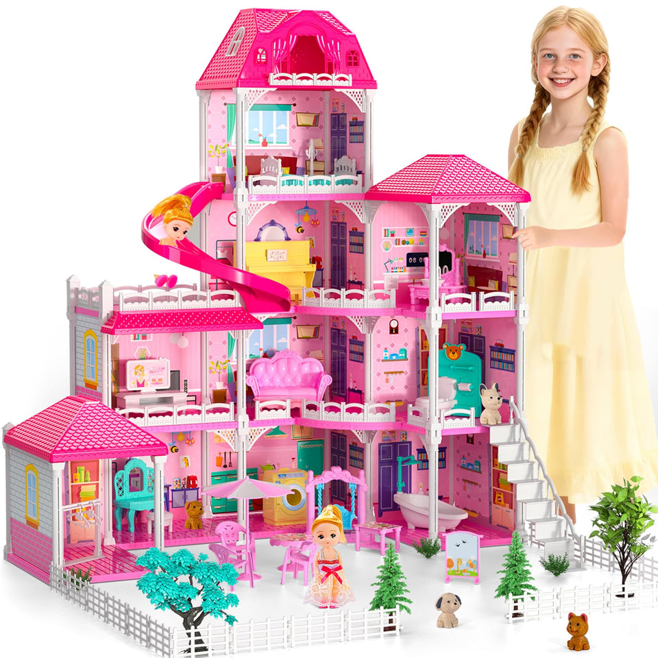 Doloowee dollhouse four-floor design with open windows for imaginative storytelling