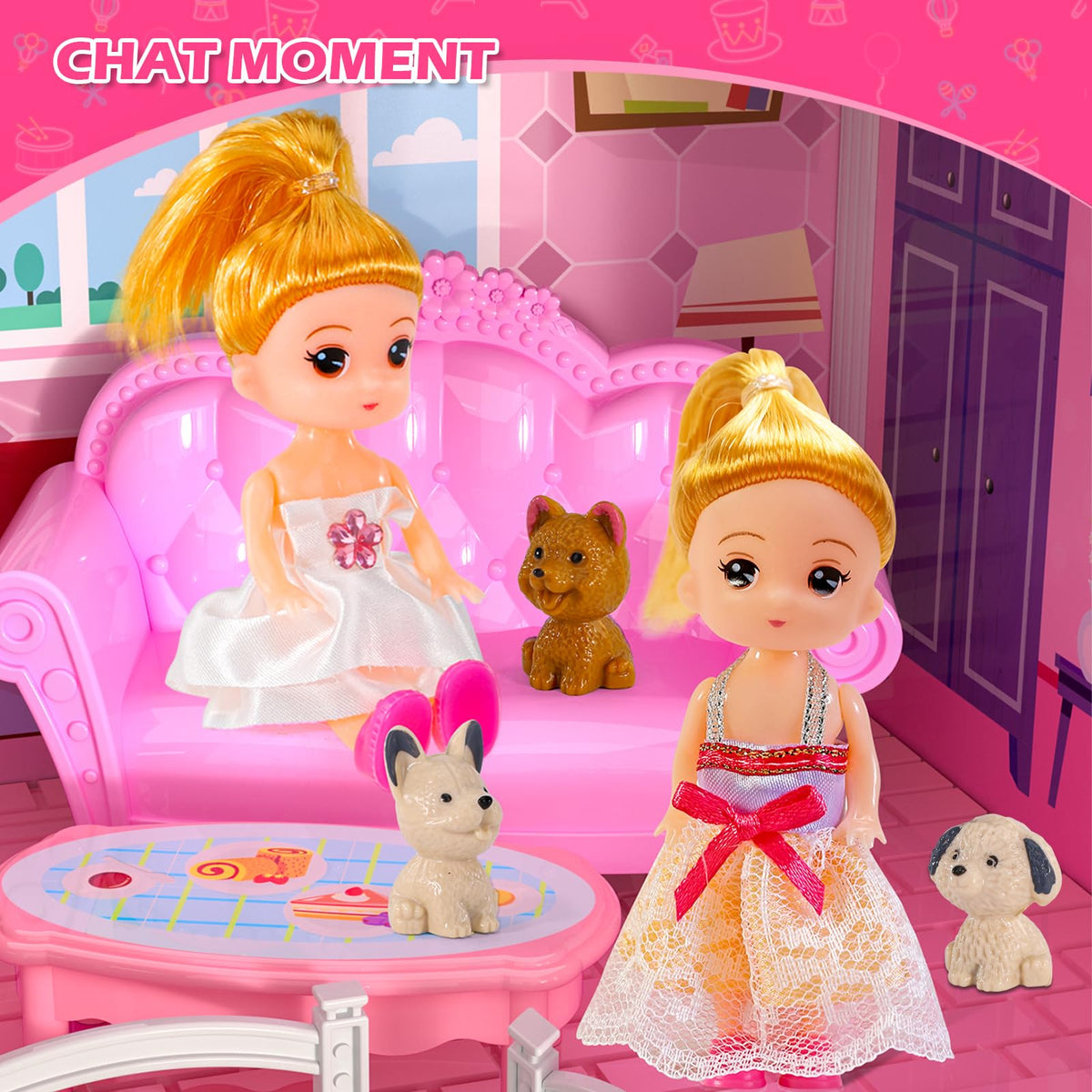 Doloowee Dolls House bedroom scene for cozy nighttime role play.