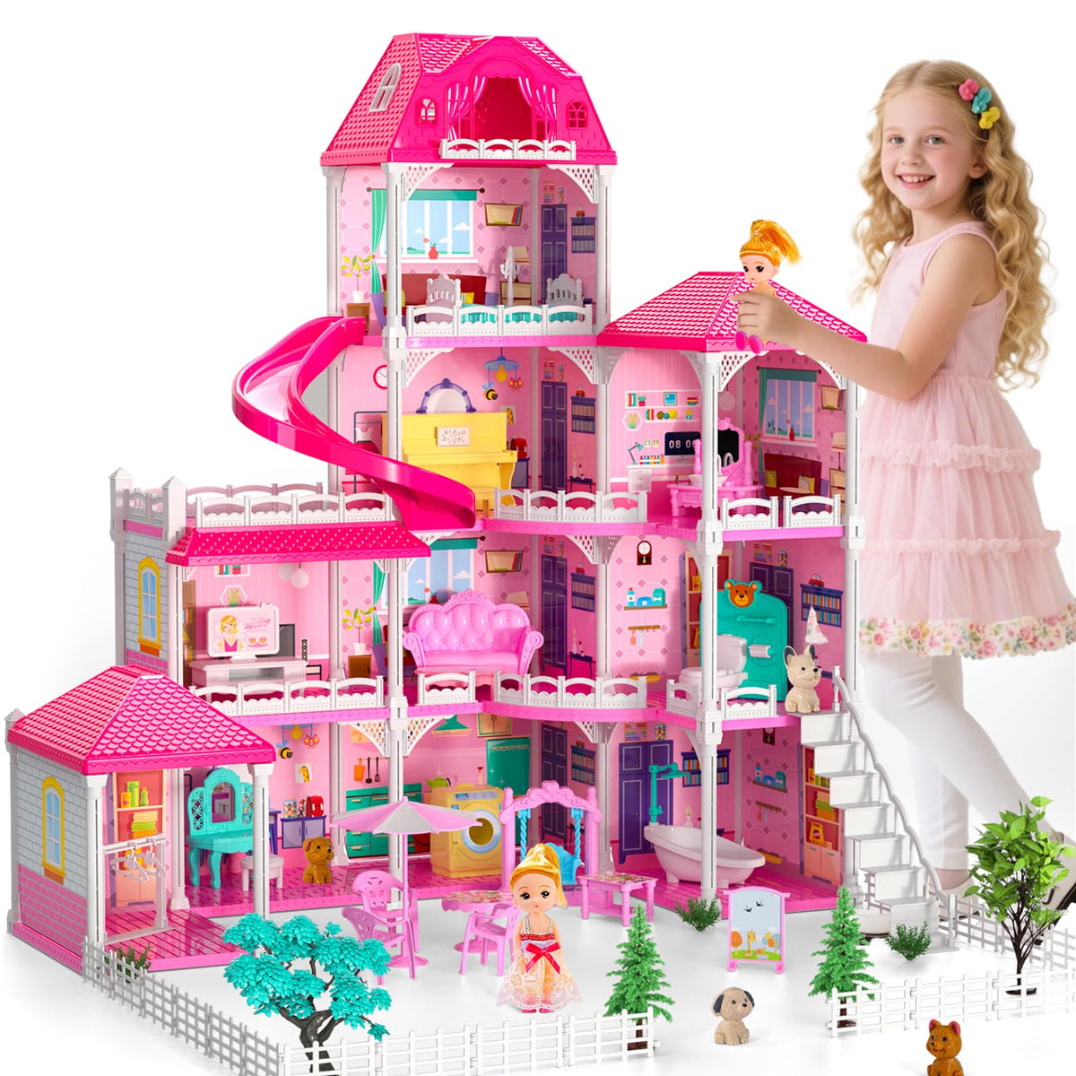 Doloowee Dolls House exterior view, perfect for imaginative play and pretend storytelling.