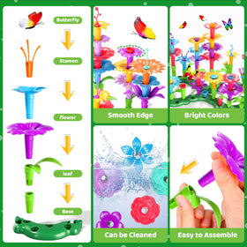 Doloowee flower parts including stems and leaves for garden building