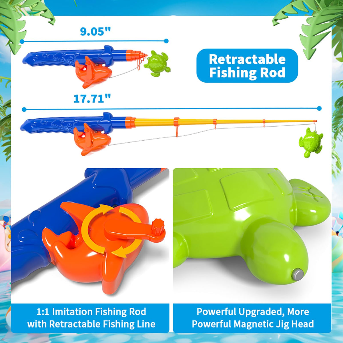 Kids enjoy safe bath play with this inflatable pool toy set.