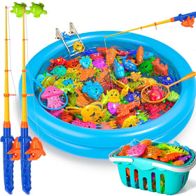 Doloowee magnetic fishing game with rods and nets for cooperative play.