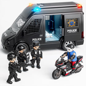 Doloowee Police Car Toy Truck front view with lights for immersive role play.