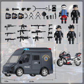 Doloowee Police Car Toy Truck lights and siren add dramatic play moments.