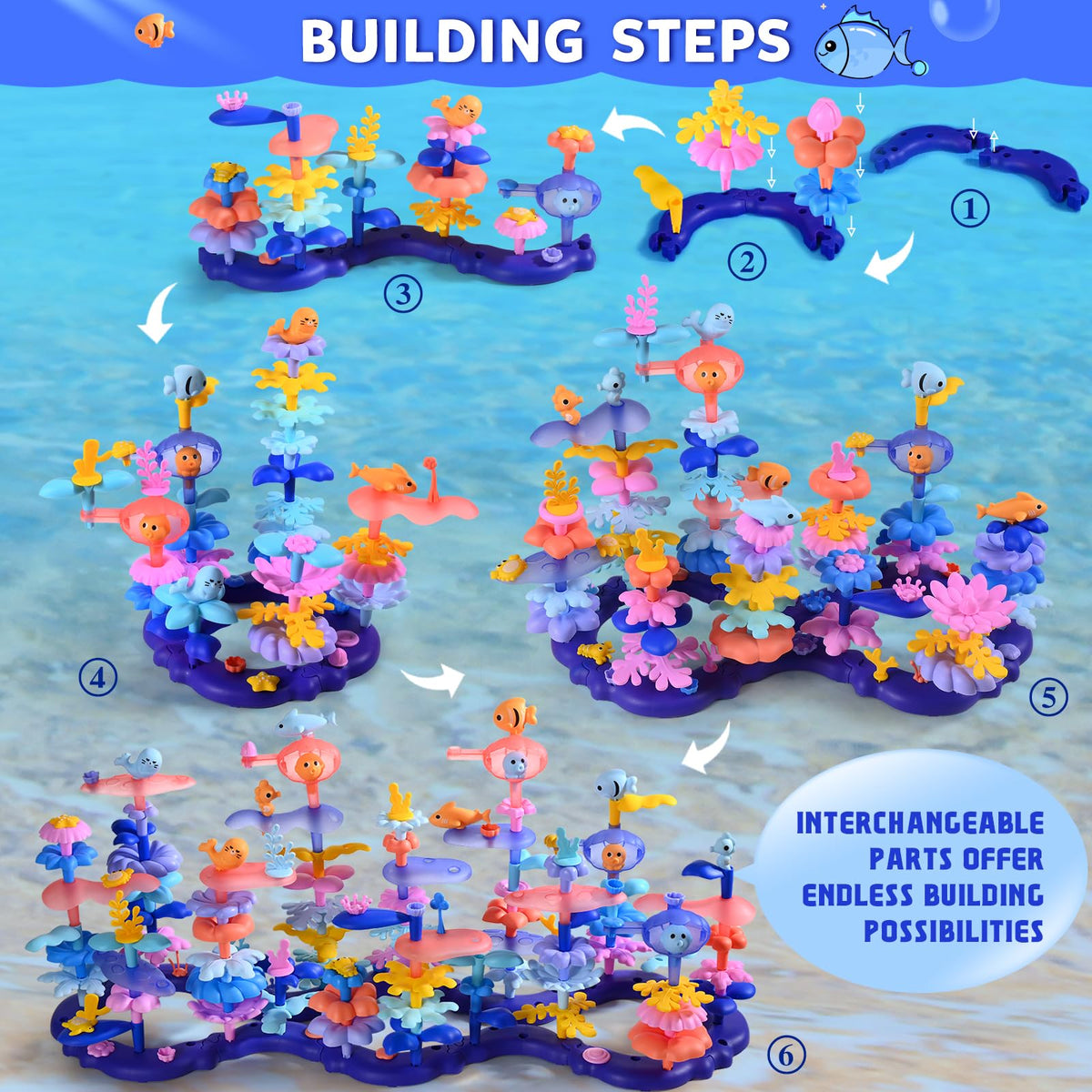 Doloowee whales and sea lions figures to spark storytelling and creative building.