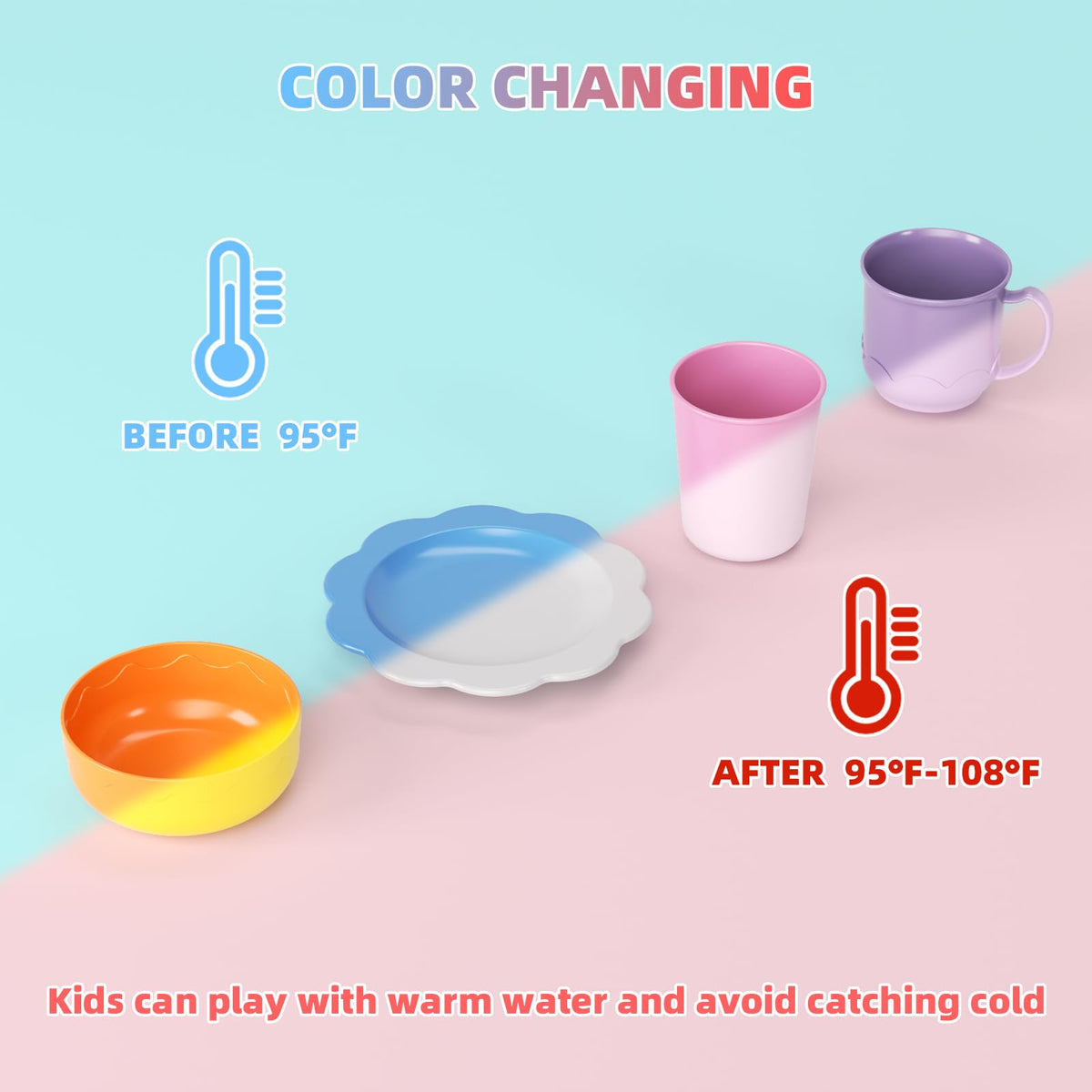 Doloowee plastic plates encourage nesting and organization in pretend kitchens