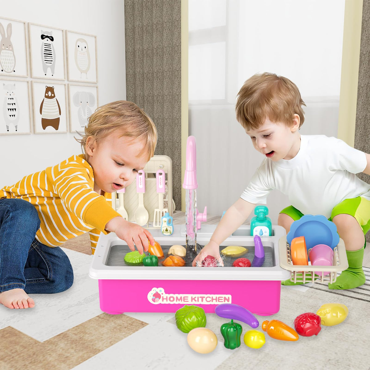 Doloowee pink upgraded faucet adds realistic pretend play and learning through exploration