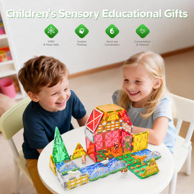 Dolph Hug Farm Tiles Montessori and STEM inspired building aids problem solving.