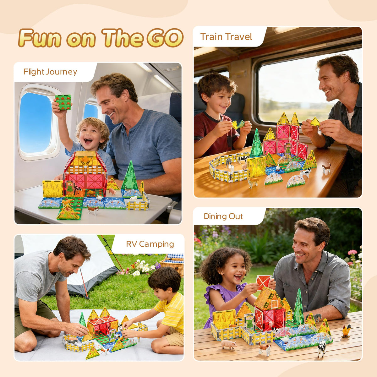 Dolph Hug Farm Tiles storage bag keeps pieces organized after play.