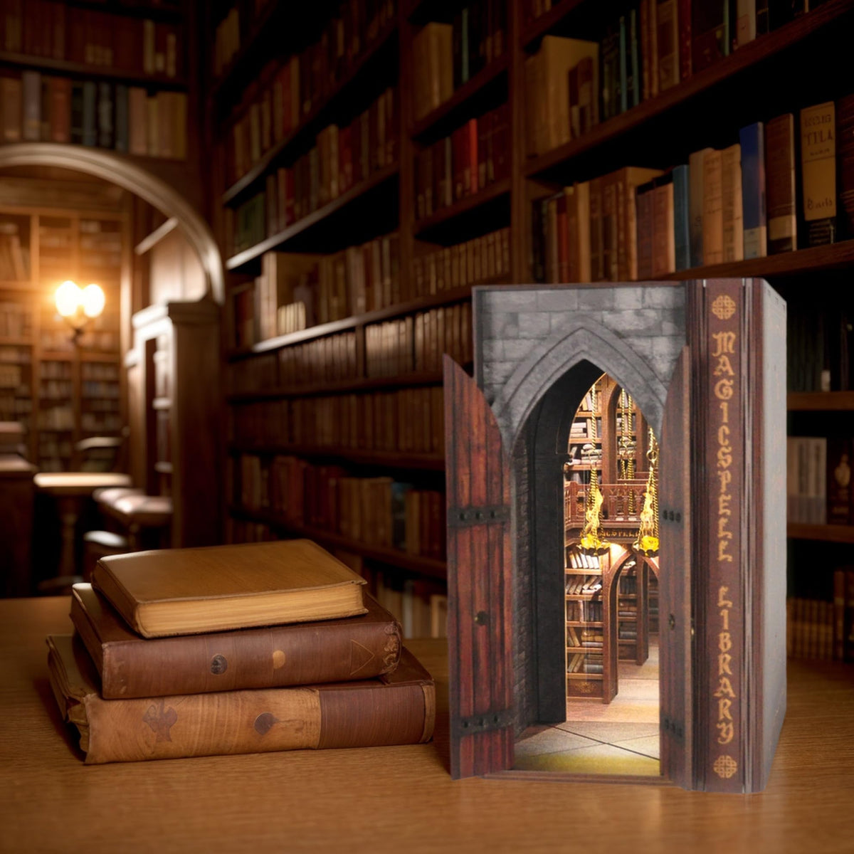Dolphin Island Semi-Transparent Two-Way Mirrors deepen the feeling of an endless library