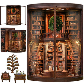 DolphinIsle Book Nook rotunda library glow enhances cozy shelves