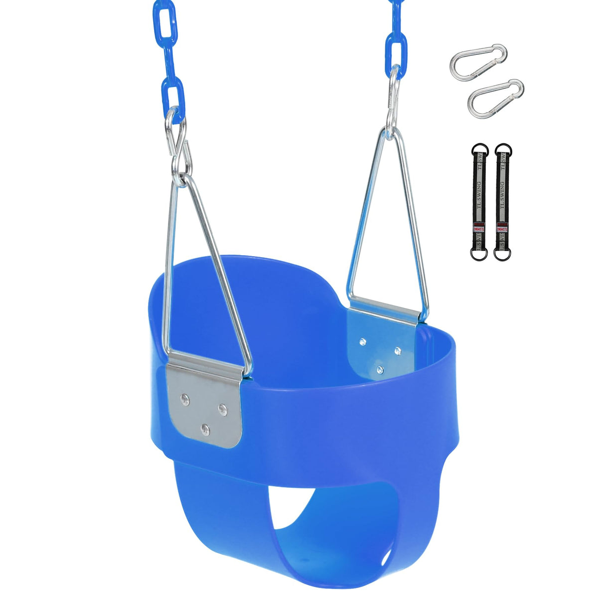 Domaker toddler swing seat blue for backyard play and safety.