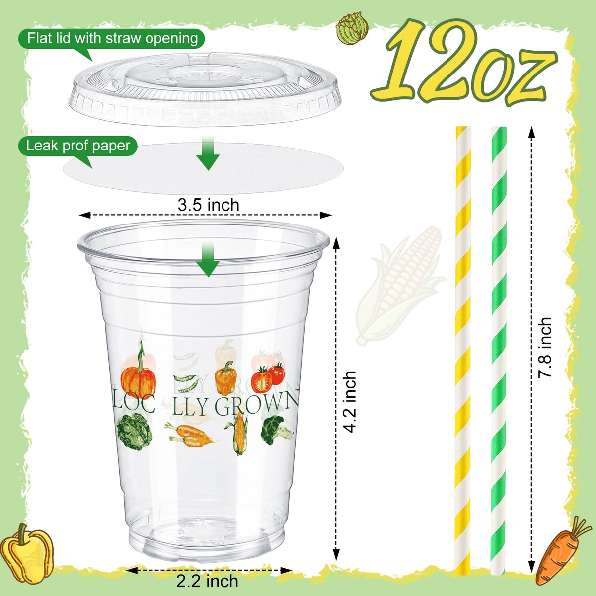 Domensi clear cups with lids provide spill-free servings.