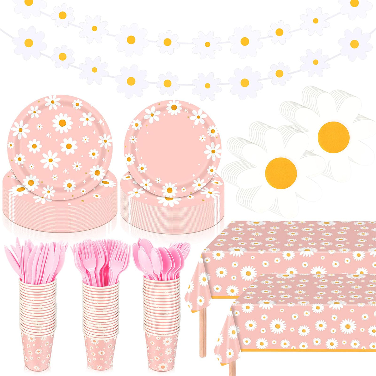 Domensi Daisy banner pink decor for a cheerful party backdrop