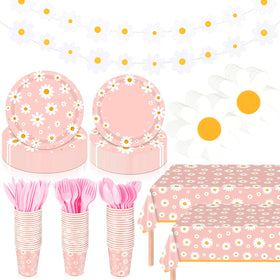 Domensi Daisy banner pink decor for a cheerful party backdrop