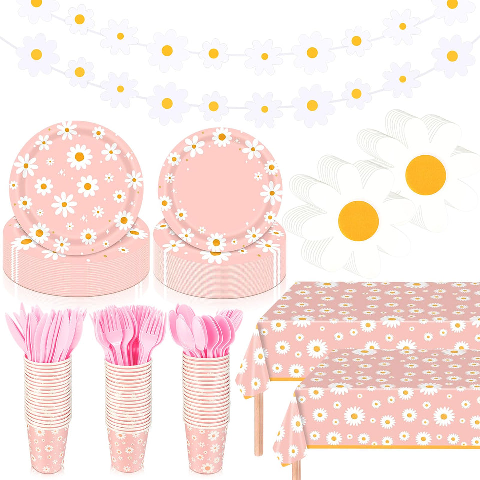 Domensi Daisy banner pink decor for a cheerful party backdrop