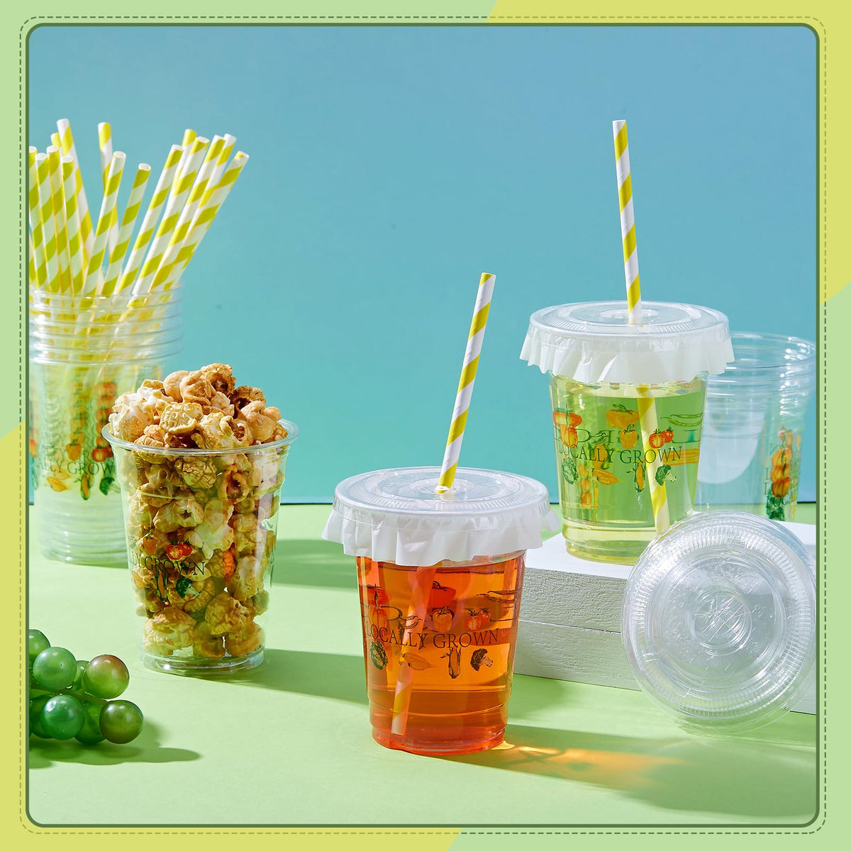 Domensi fruit and vegetable design cups fit themes.