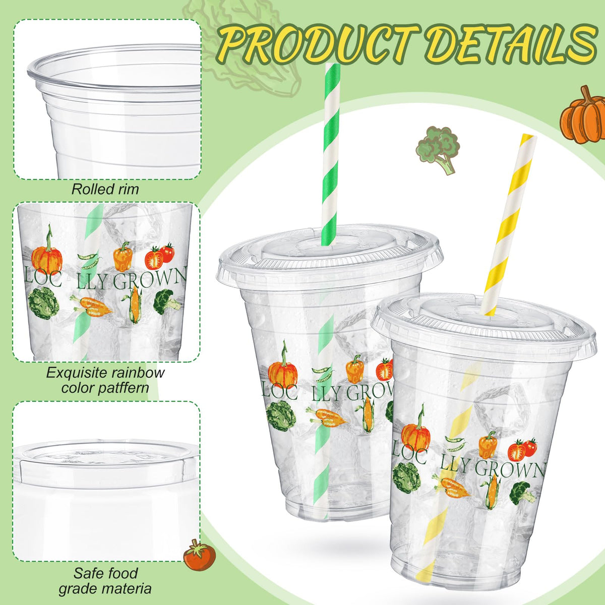 Domensi green and yellow straws brighten drinks.