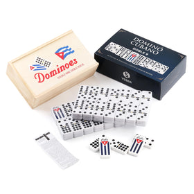 Domino Cubano Doble Nueve flag embroidered tile front highlights Cuban charm during gameplay.