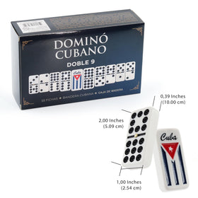 Domino Cubano Doble Nueve tiles with dots showcase high contrast readability for quick scoring.