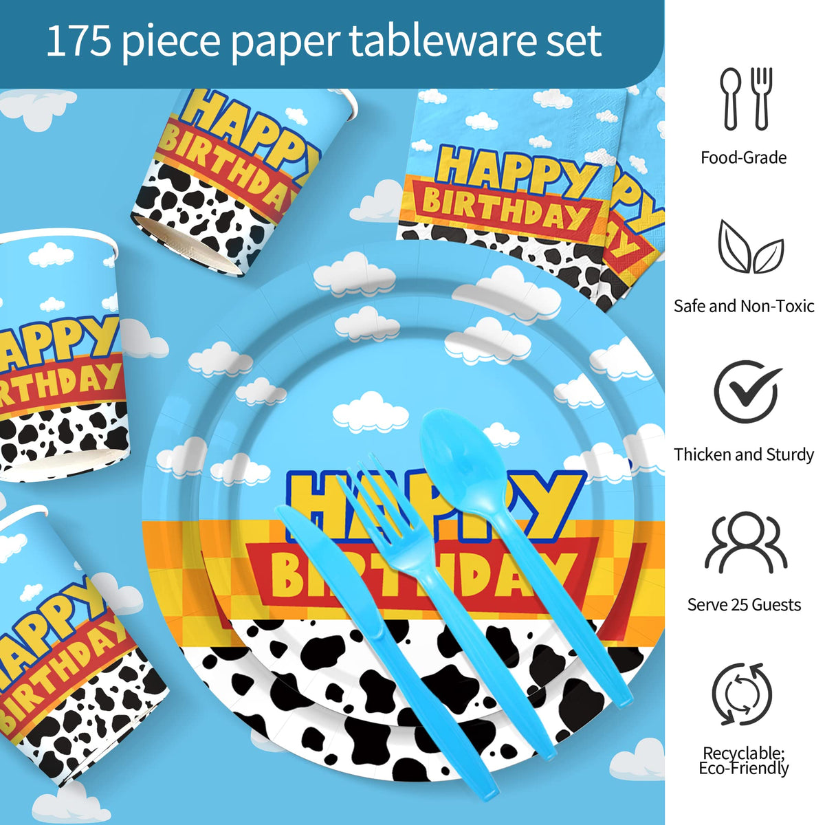 Domment cloud cow napkins: soft, absorbent, ideal for clean table moments.