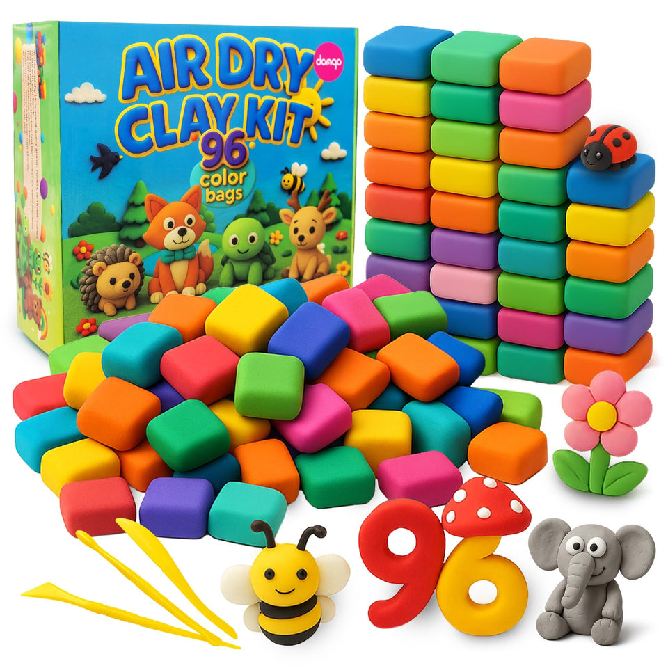 Domqo air dry clay kit with 96 colors for versatile projects.