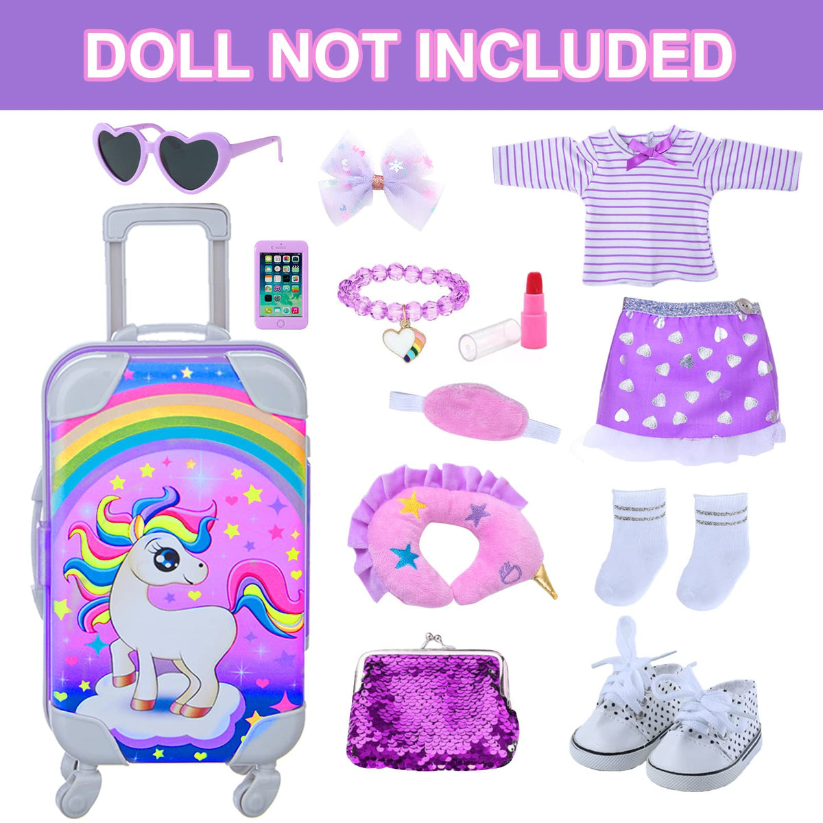DONTNO purple doll clothes for 18-inch dolls, colorful and mixable