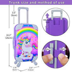 DONTNO unicorn travel suitcase with handle for pretend packing