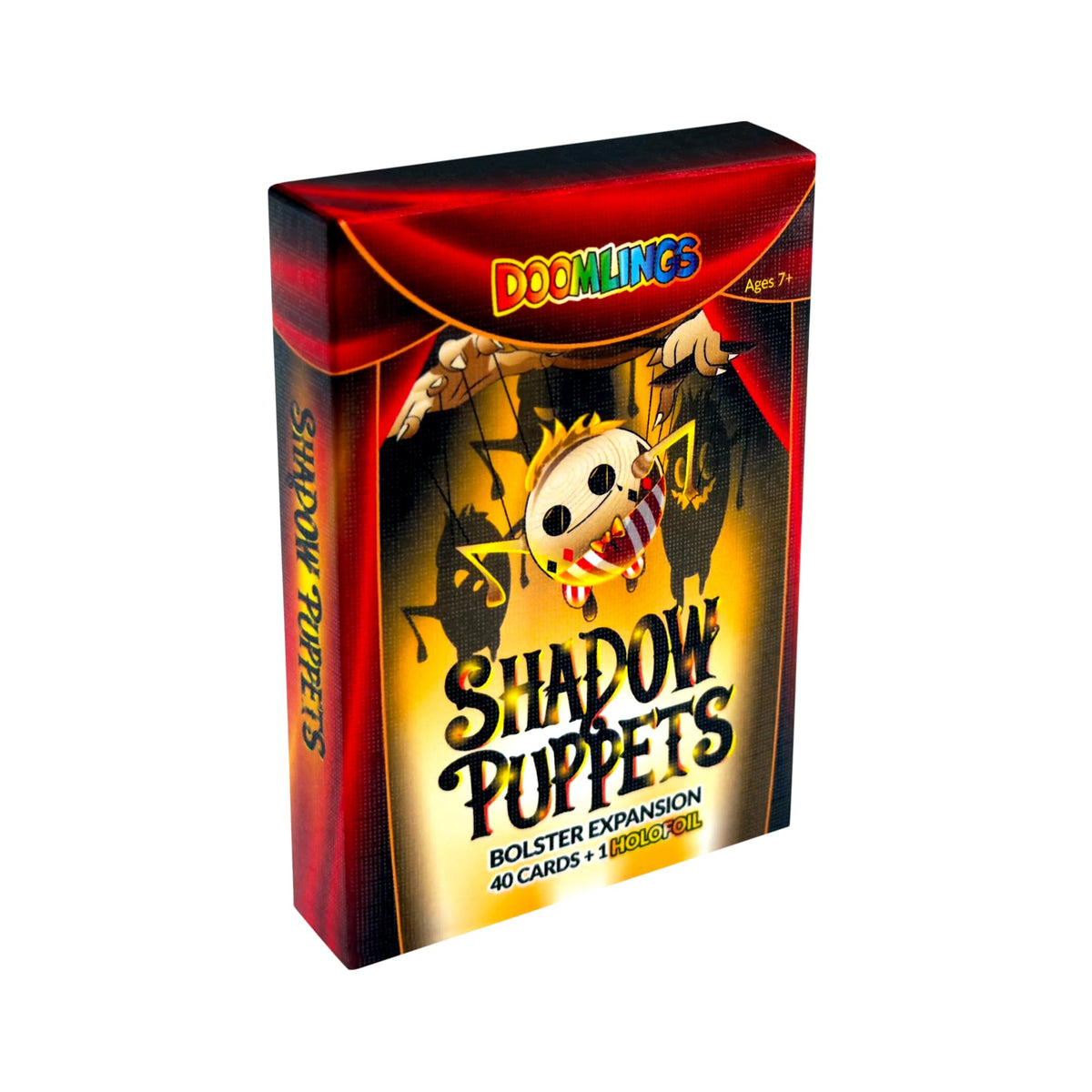 Doomlings Shadow Puppets Bolster expansion box showcases expansion content for epic gameplay