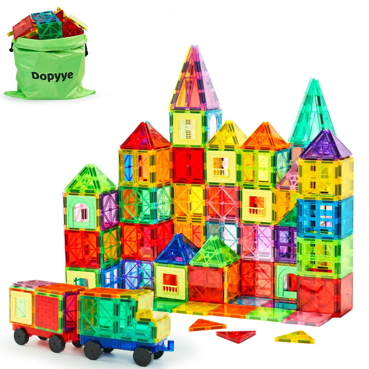 Dopyye 132pcs magnetic tiles set for large builds and creative play.