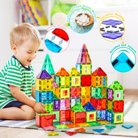 Dopyye magnetic tiles connect easily for versatile building sessions.